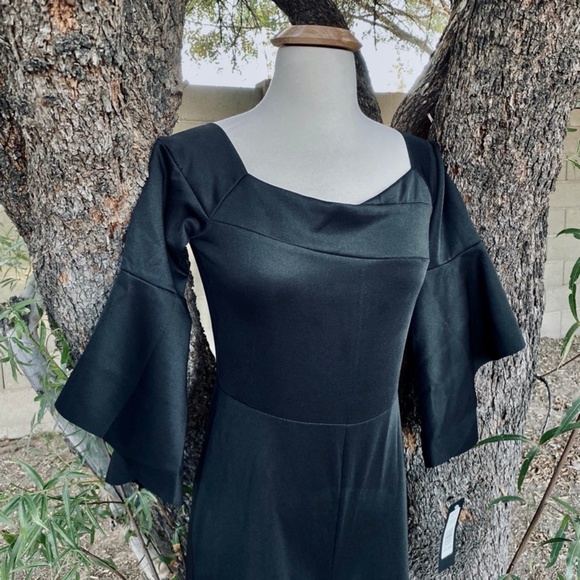 bebe Black Jumpsuit Bell Sleeves Off shoulder NWT - Picture 3 of 7